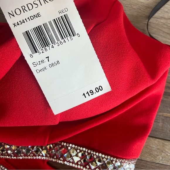 Nordstrom Speechless Formal Evening Dress Size 7 Color Red Sexy Jewel Stretch - Picture 15 of 16